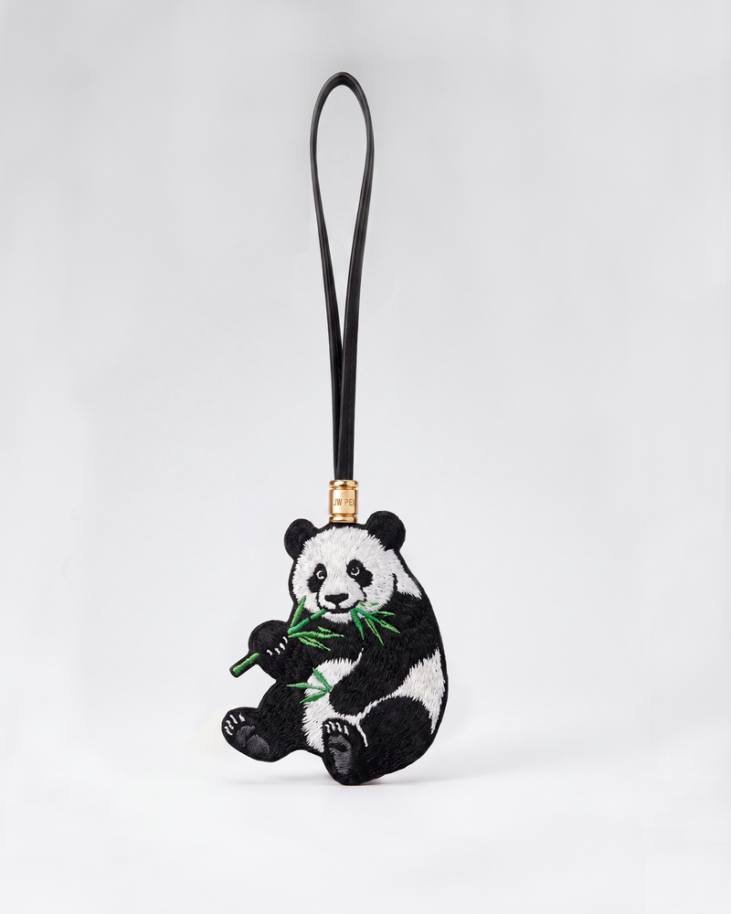 Embroidered Panda Bag Charm - Black & White