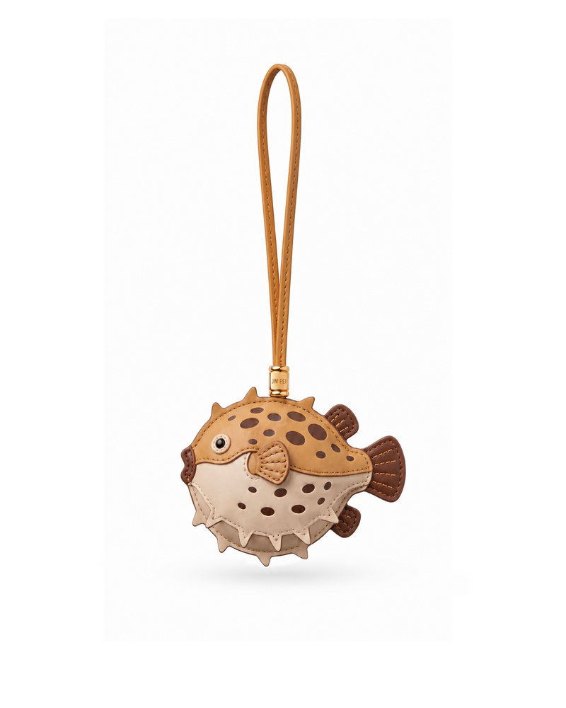 Spotted Pufferfish Bag Charm - Tan