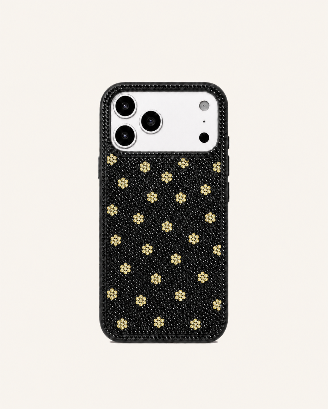 Daisy Pattern Artificial Crystal Phone Case - Black