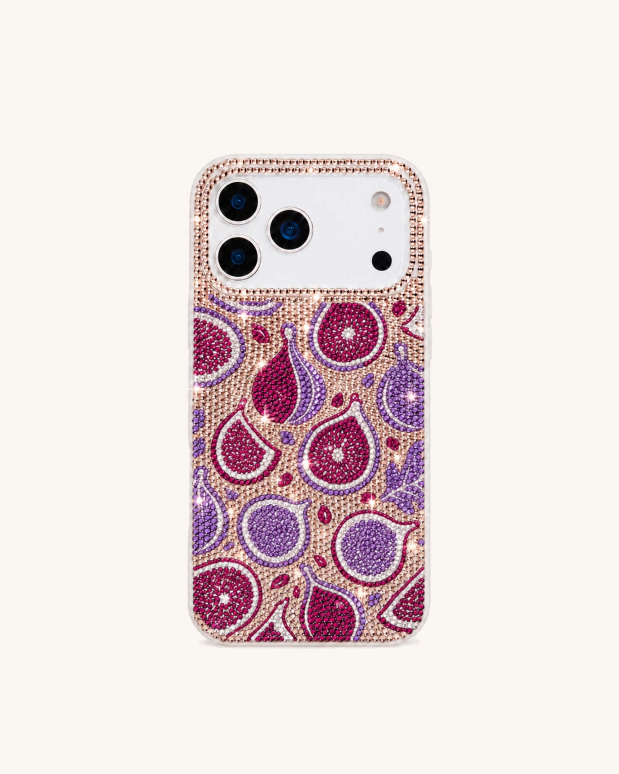 Fig Pattern Artificial Crystal Phone Case - Rose Gold