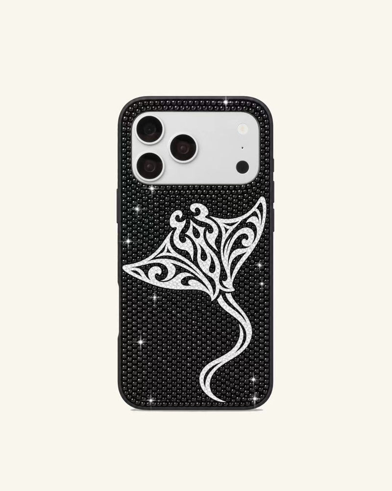 Stingray Artificial Crystal Phone Case – Black