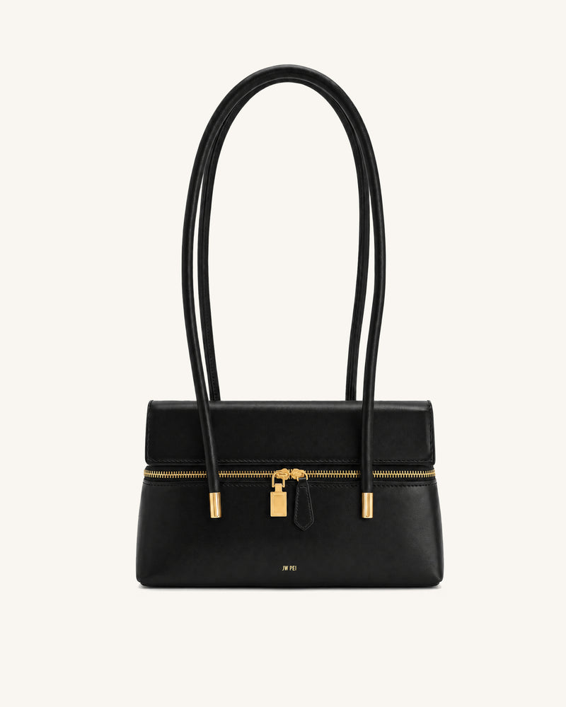 Thea Double-Strap Shoulder Bag - Black
