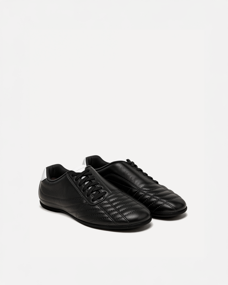 Morgan Quilted Sneakers – Black