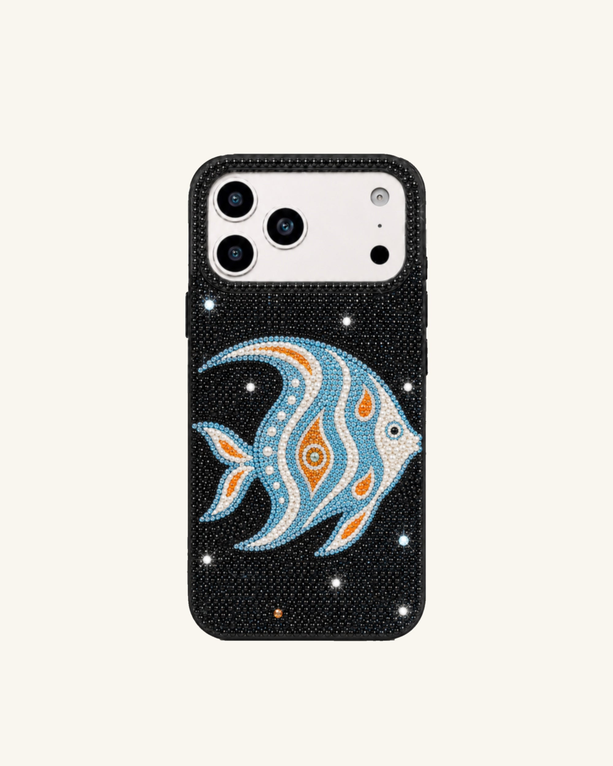 Angelfish Artificial Crystal Phone Case - Black