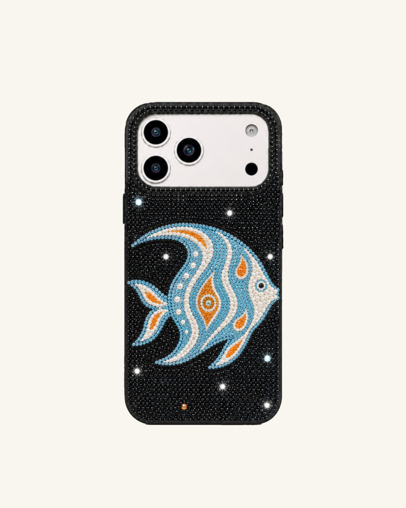 Angelfish Artificial Crystal Phone Case - Black