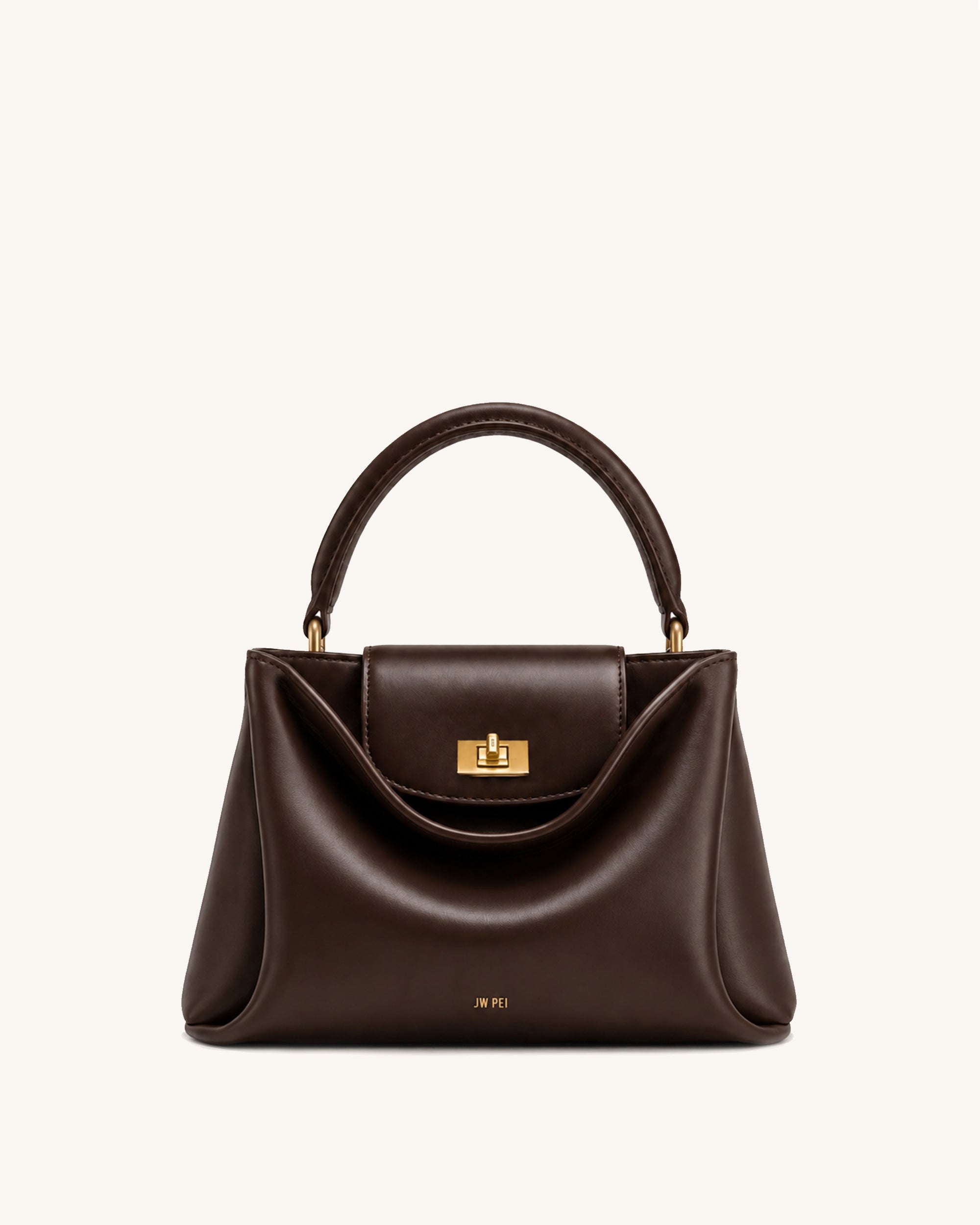 Lucia Soft-Structured Flap Top Handle Crossbody Bag - Dark Brown