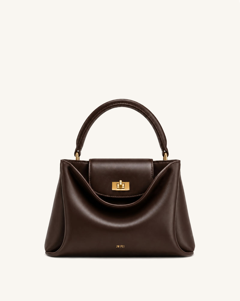 Lucia Soft-Structured Flap Top Handle Crossbody Bag - Dark Brown
