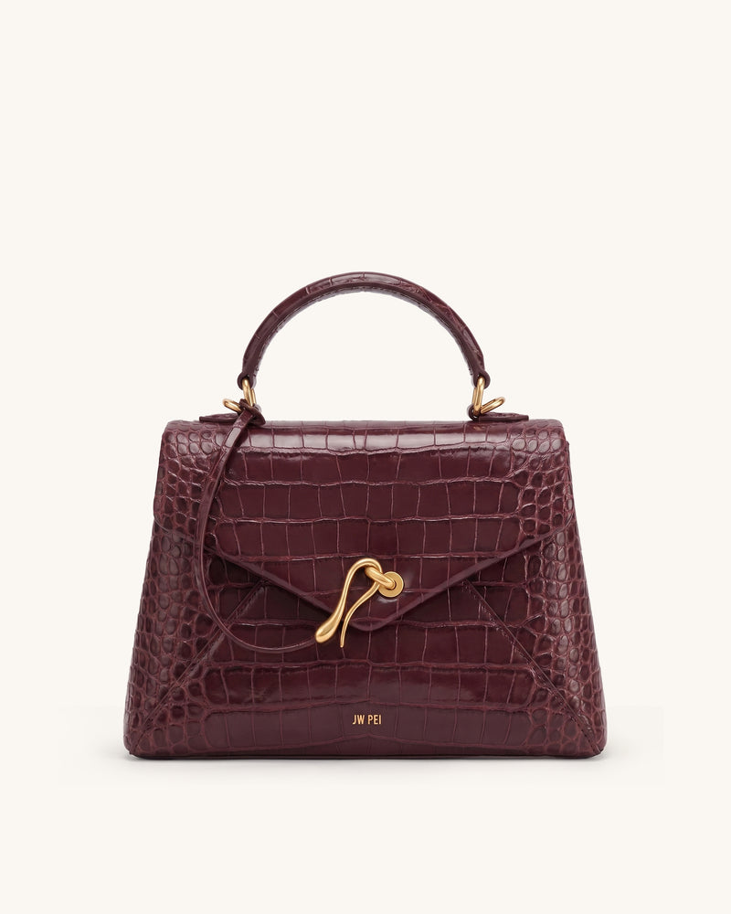 Celeste Top Handle Bag – Burgundy Croc
