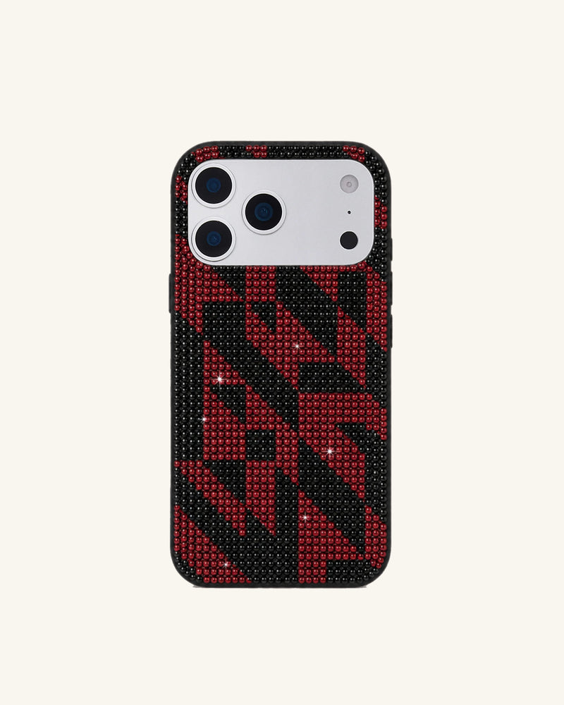 Geometric Maze Artificial Crystal Phone Case - Red Black