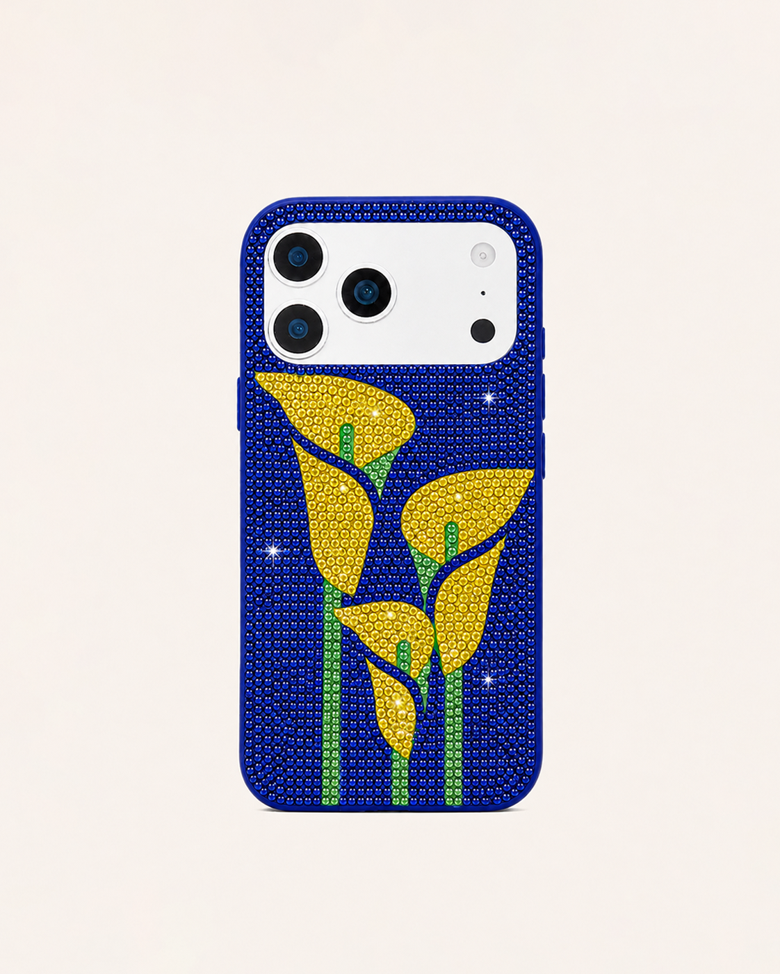 Yellow Calla Lily Artificial Crystal Phone Case - Blue