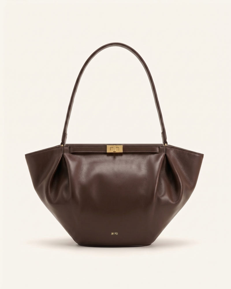 Keyla Structured Shoulder Tote Bag – Dark Brown