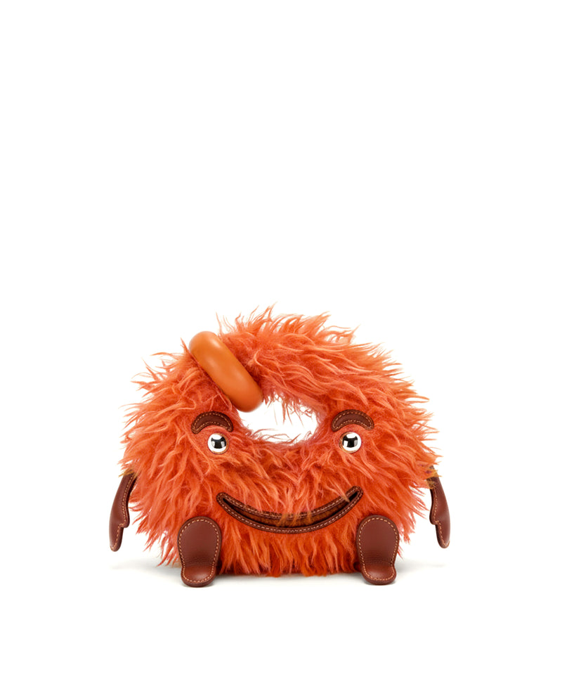 Milo Furry Top Handle Bag - Orange