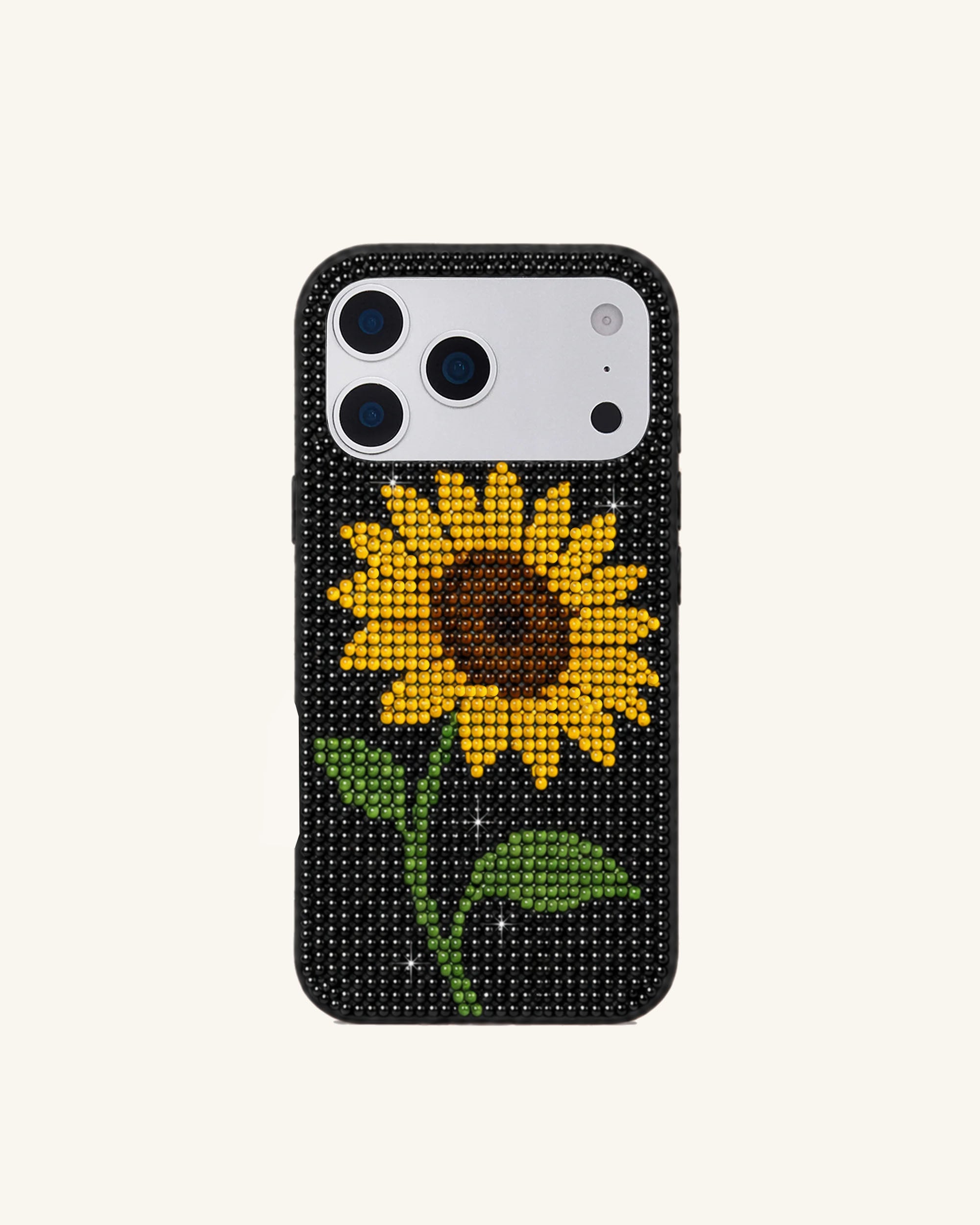 Sunflower Rhinestone Phone Case – Black