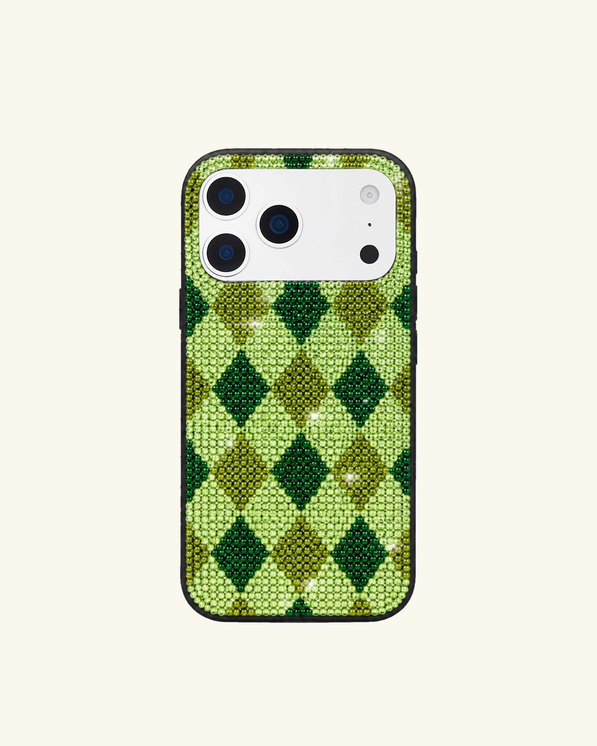 Tonal Argyle Artificial Crystal Phone Case - Multi Green