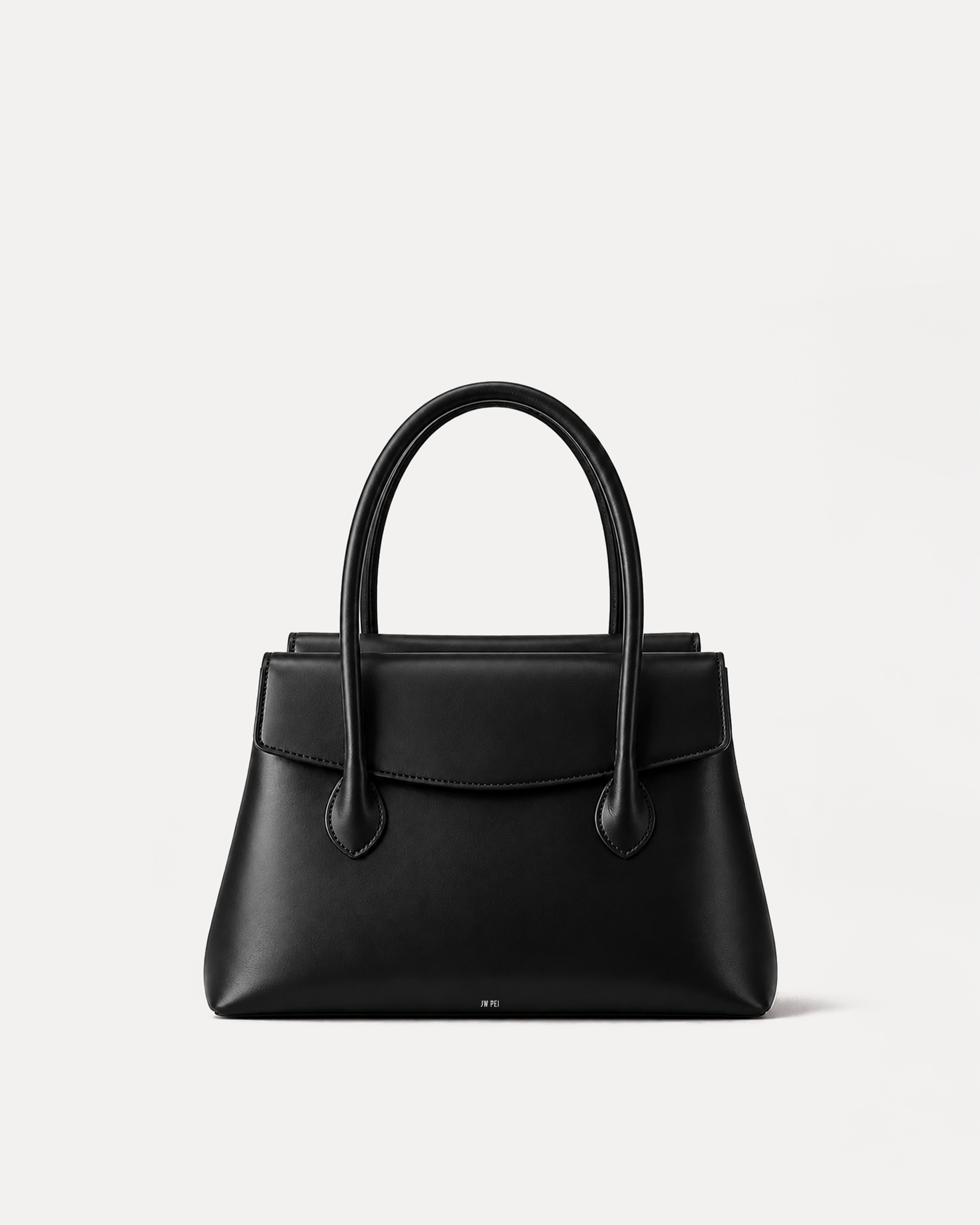Riley Curved Flap Satchel Bag - Black
