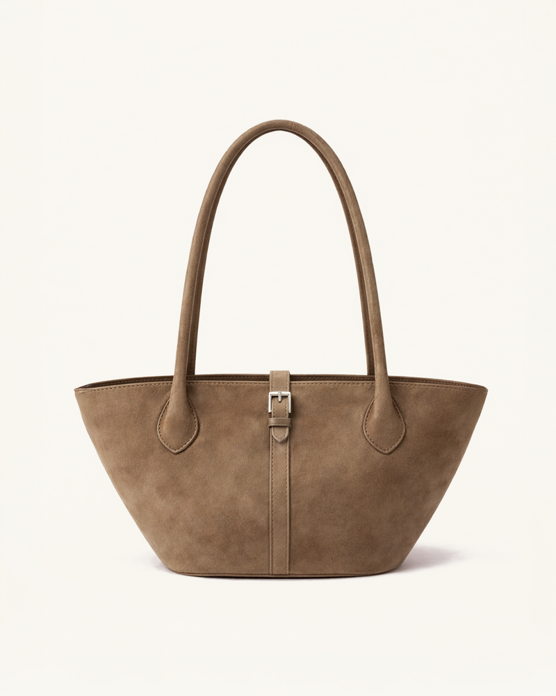 Eva Faux Suede Tote Bag - Brown