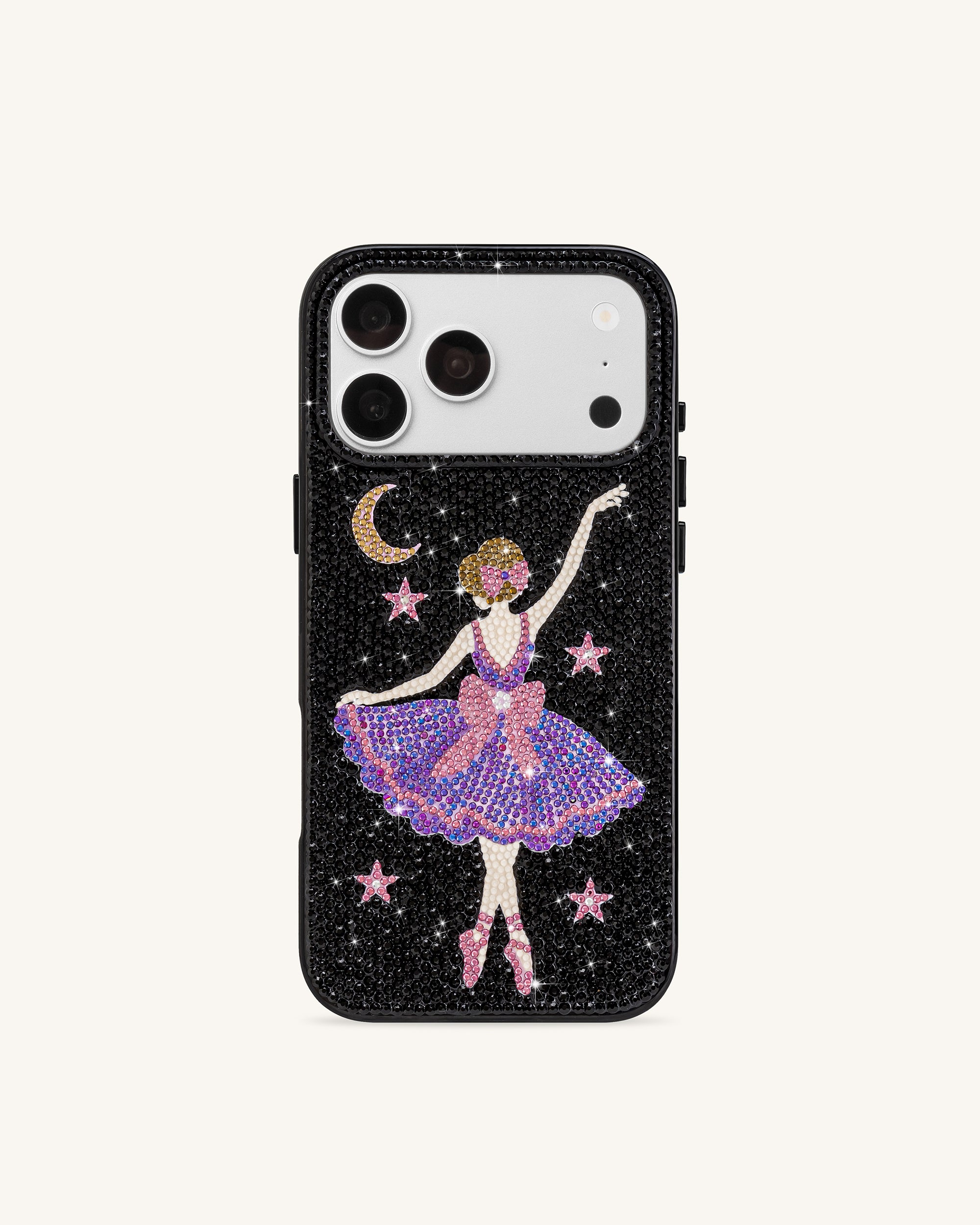 Ballerina Artificial Crystal Phone Case - Black