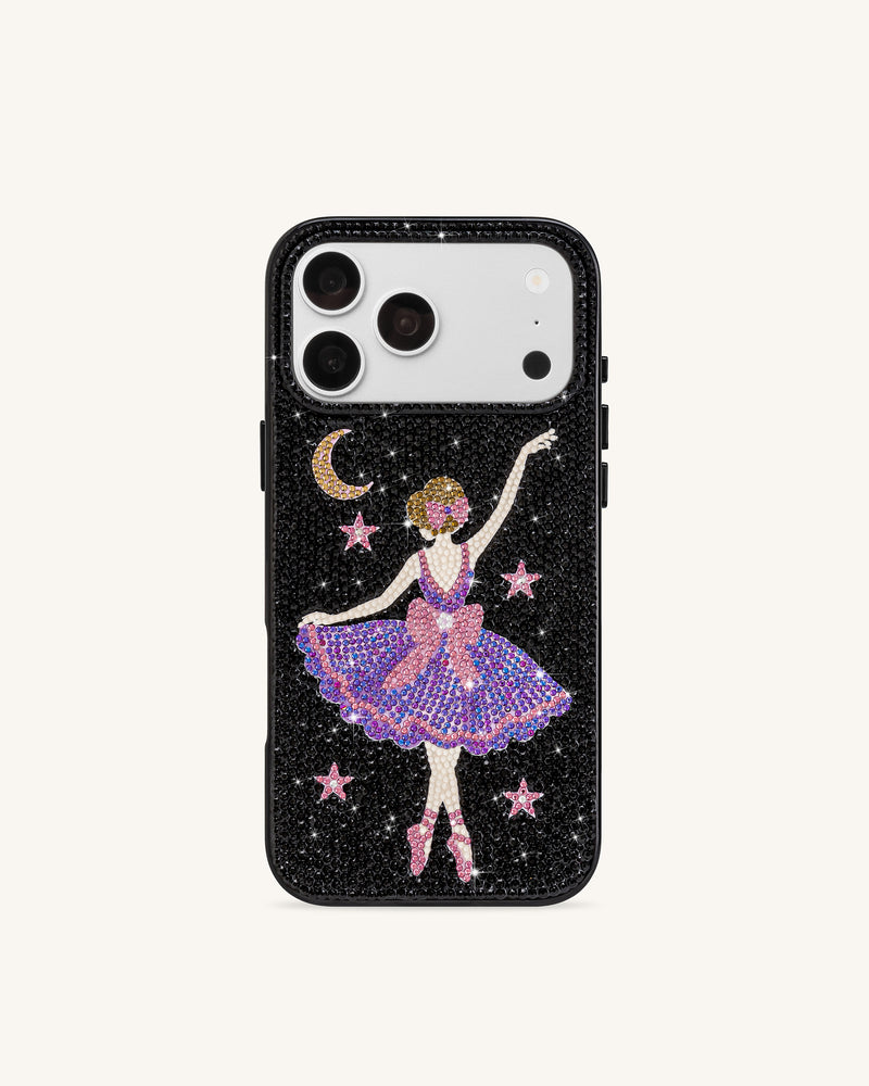 Ballerina Artificial Crystal Phone Case - Black