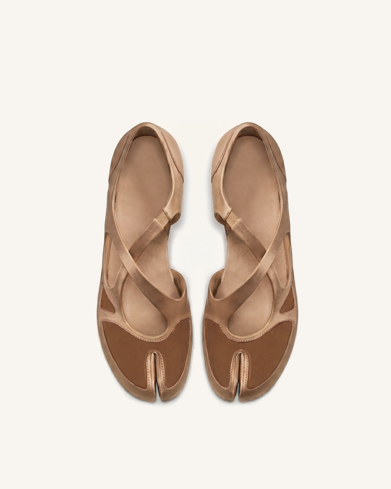 Ella Crisscross Flats – Brown