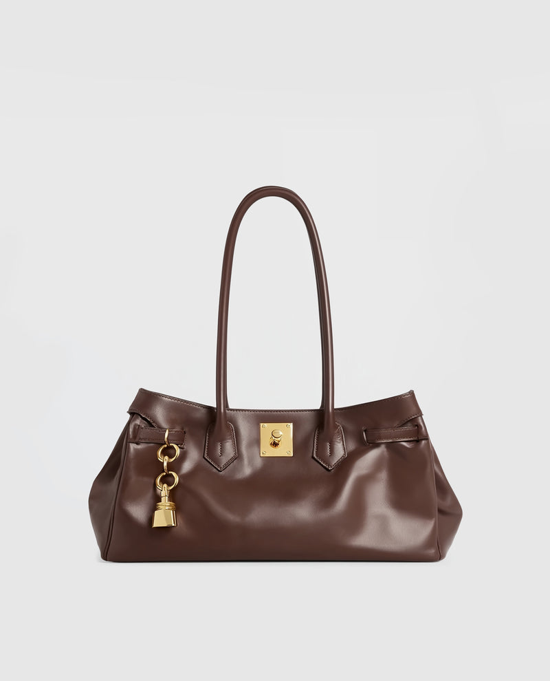 Ava Vegan Leather Tote Bag - Brown