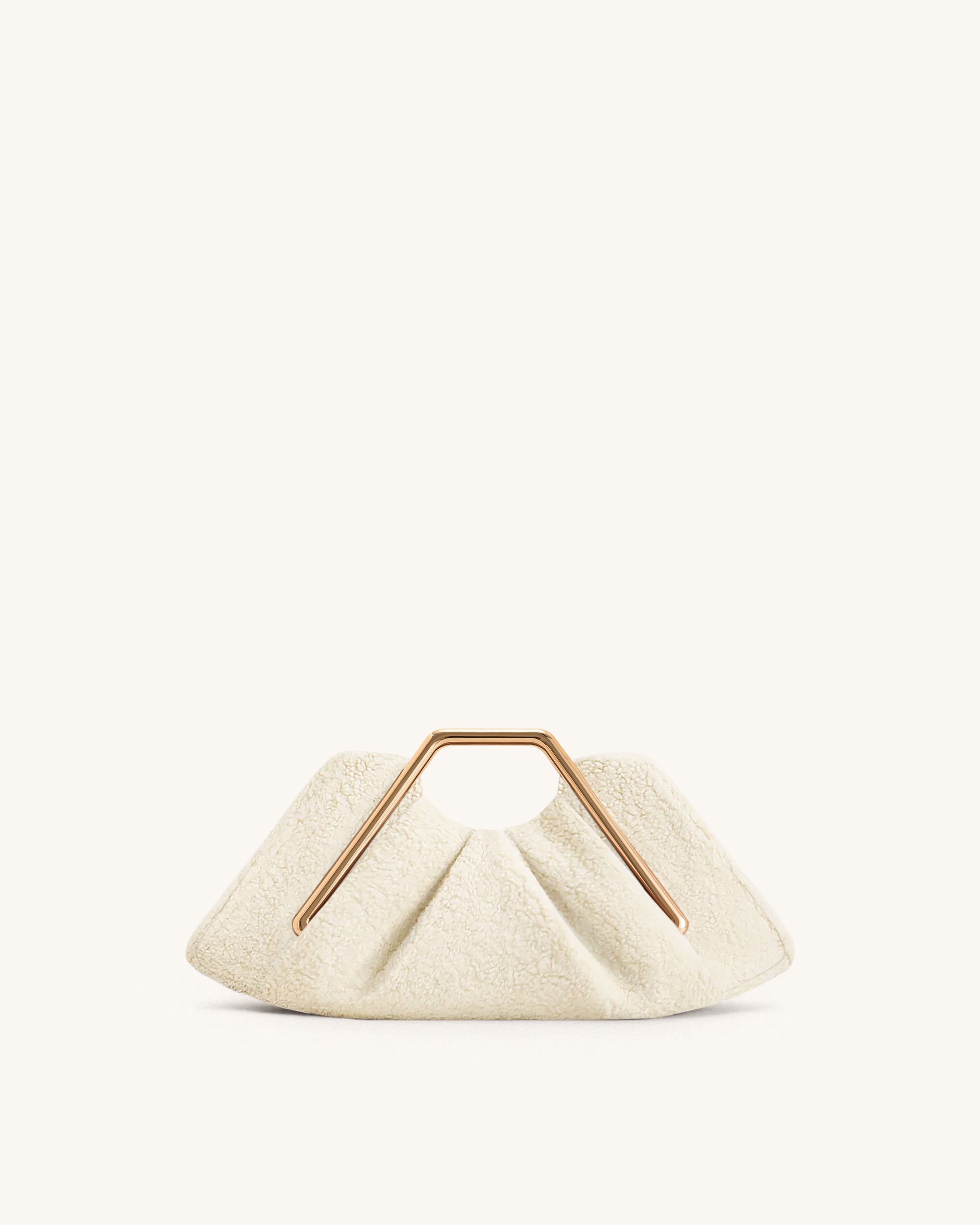 Lila Faux Fur Metal Frame Clutch - White