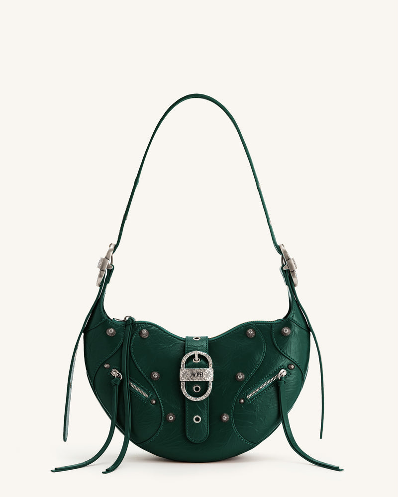 Tessa Studded Shoulder Bag - Emerald Green