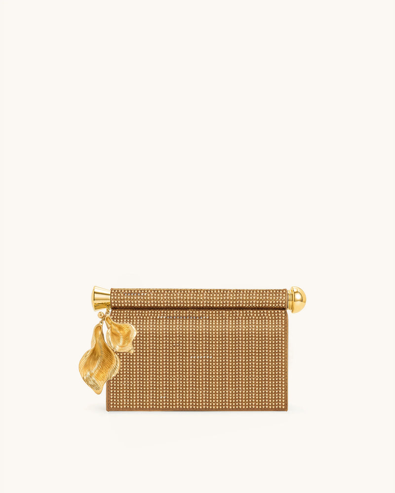 Holly Artificial Crystal Metal Pendant Embellished Clutch - Champagne