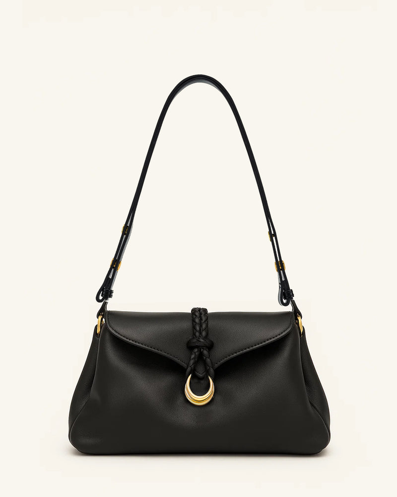 Ava Braided Ring Shoulder Bag - Black