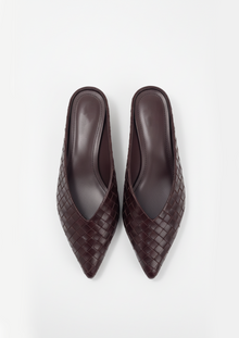 Ruby Woven Mules – Burgundy