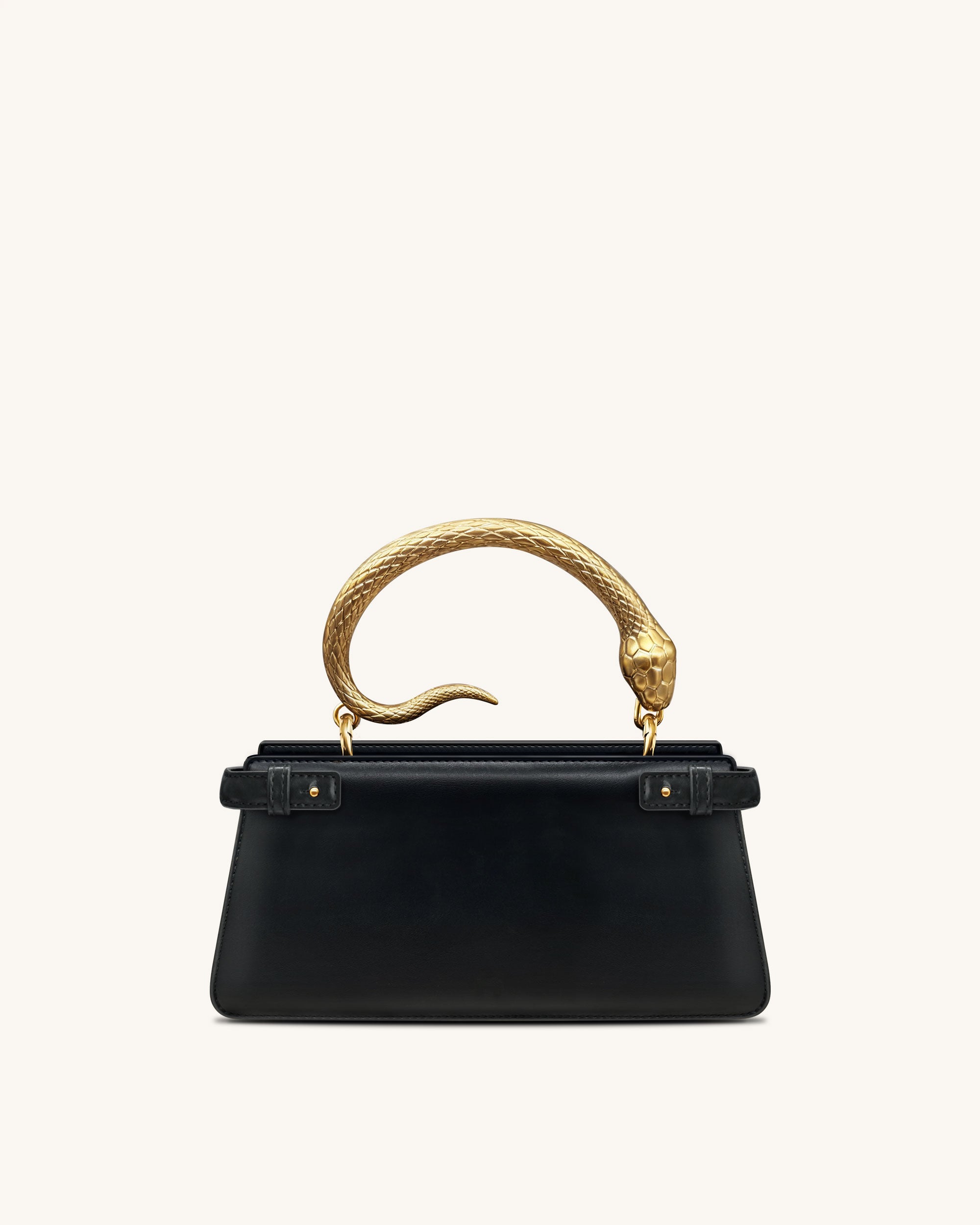 Elena Snake Handle Top Handle Bag - Black