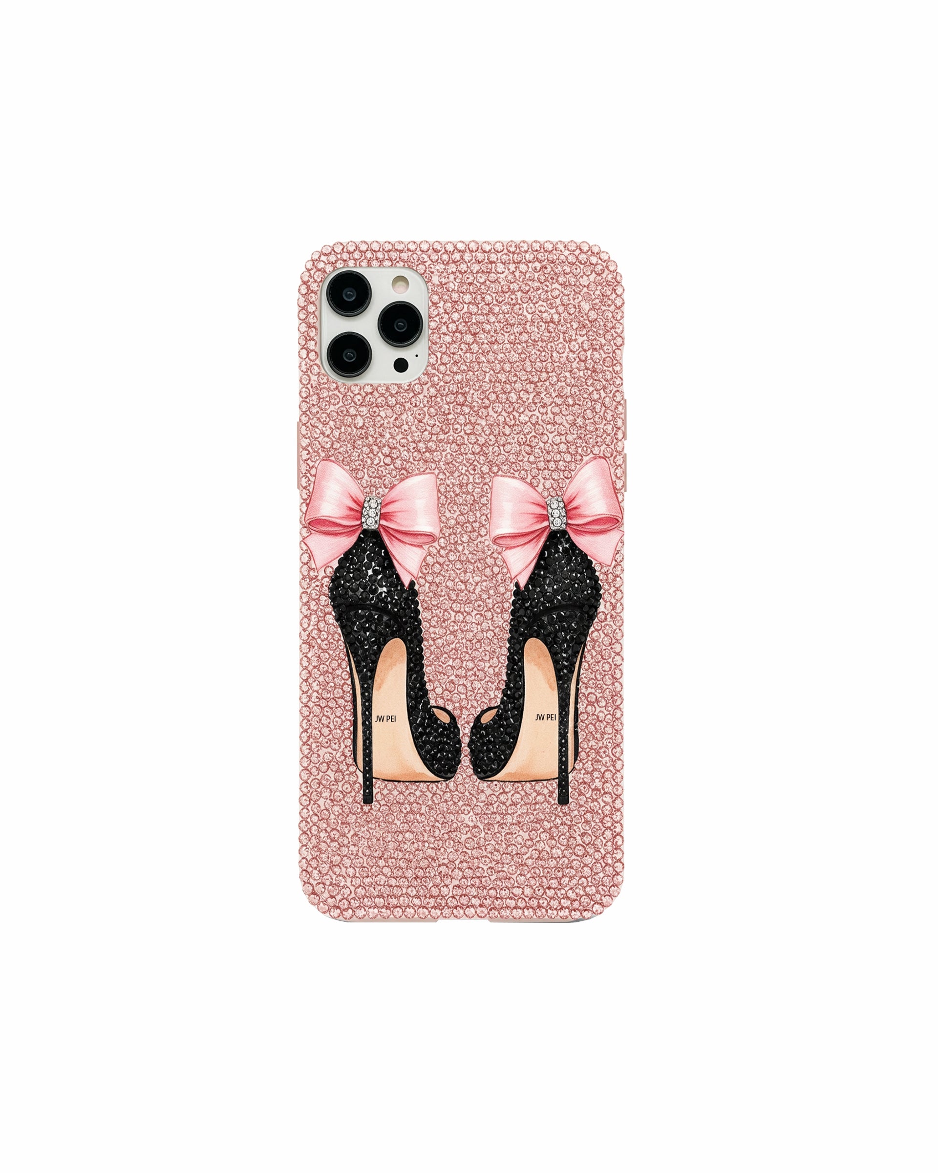 Artificial Crystal Heels Phone Case – Pink
