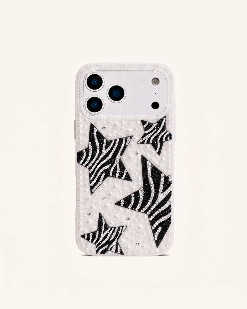 Zebra Star Pearl Phone Case - White