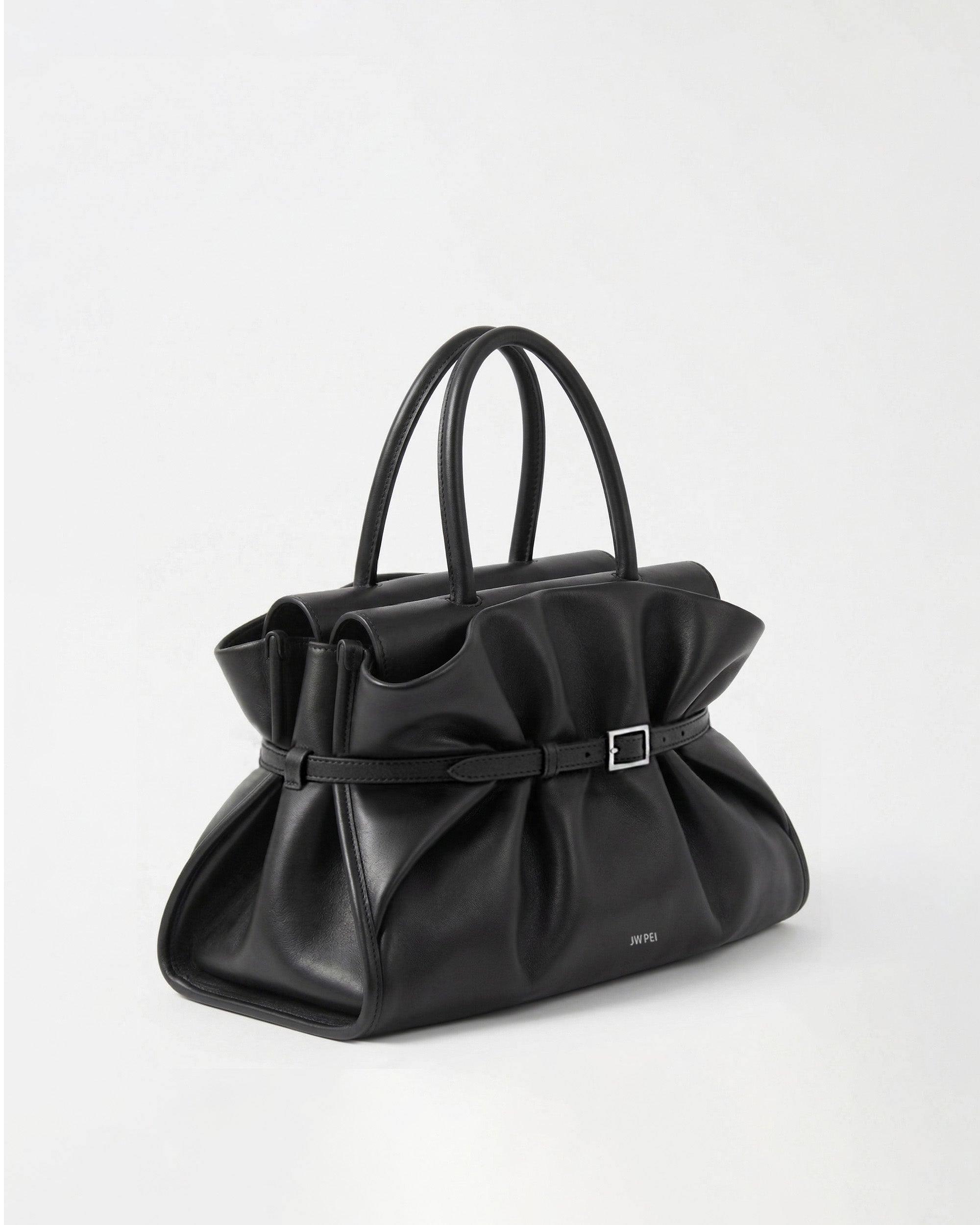 Ruched Belt Satchel - Black