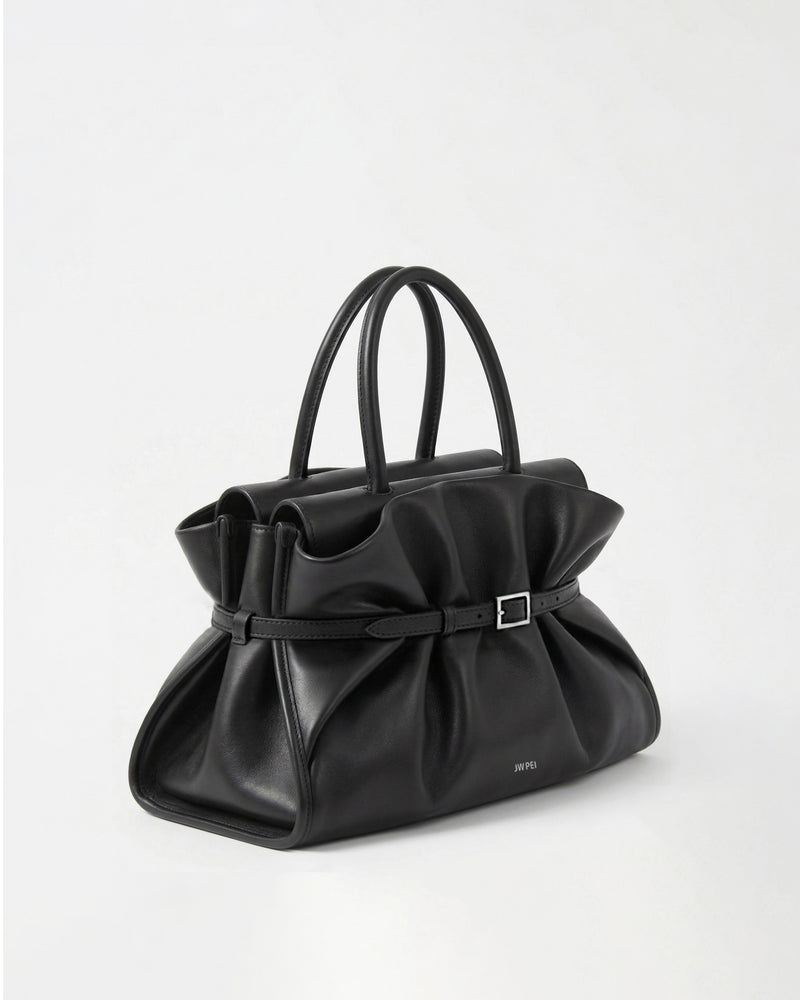 Ruched Belt Satchel - Black