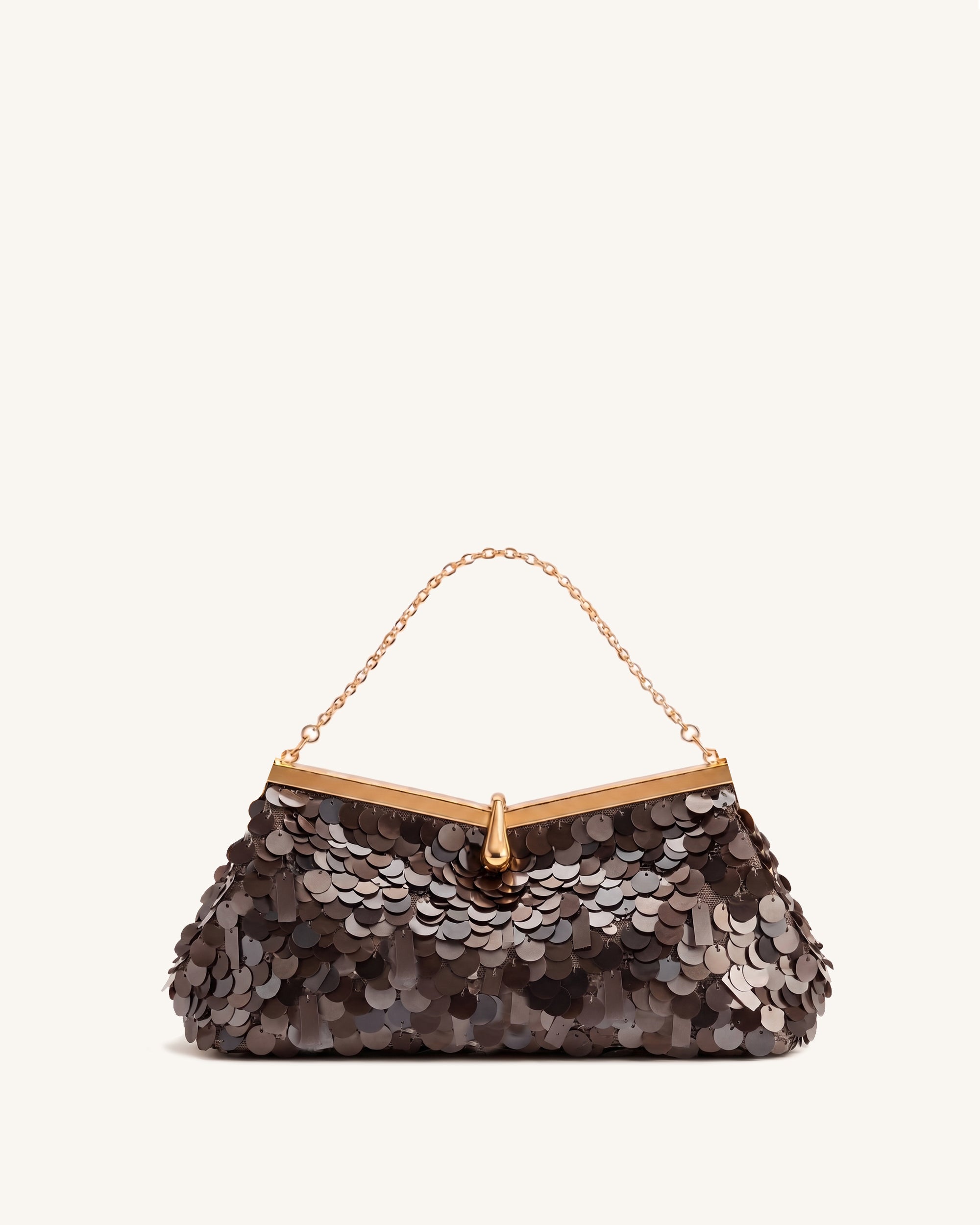 Nerina Sequin Top Handle Bag - Brown
