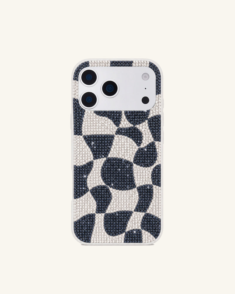 Abstract Spot Artificial Crystal Phone Case - White