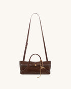Maeve Dachshund Metal Charm Tote Bag - Dark Brown