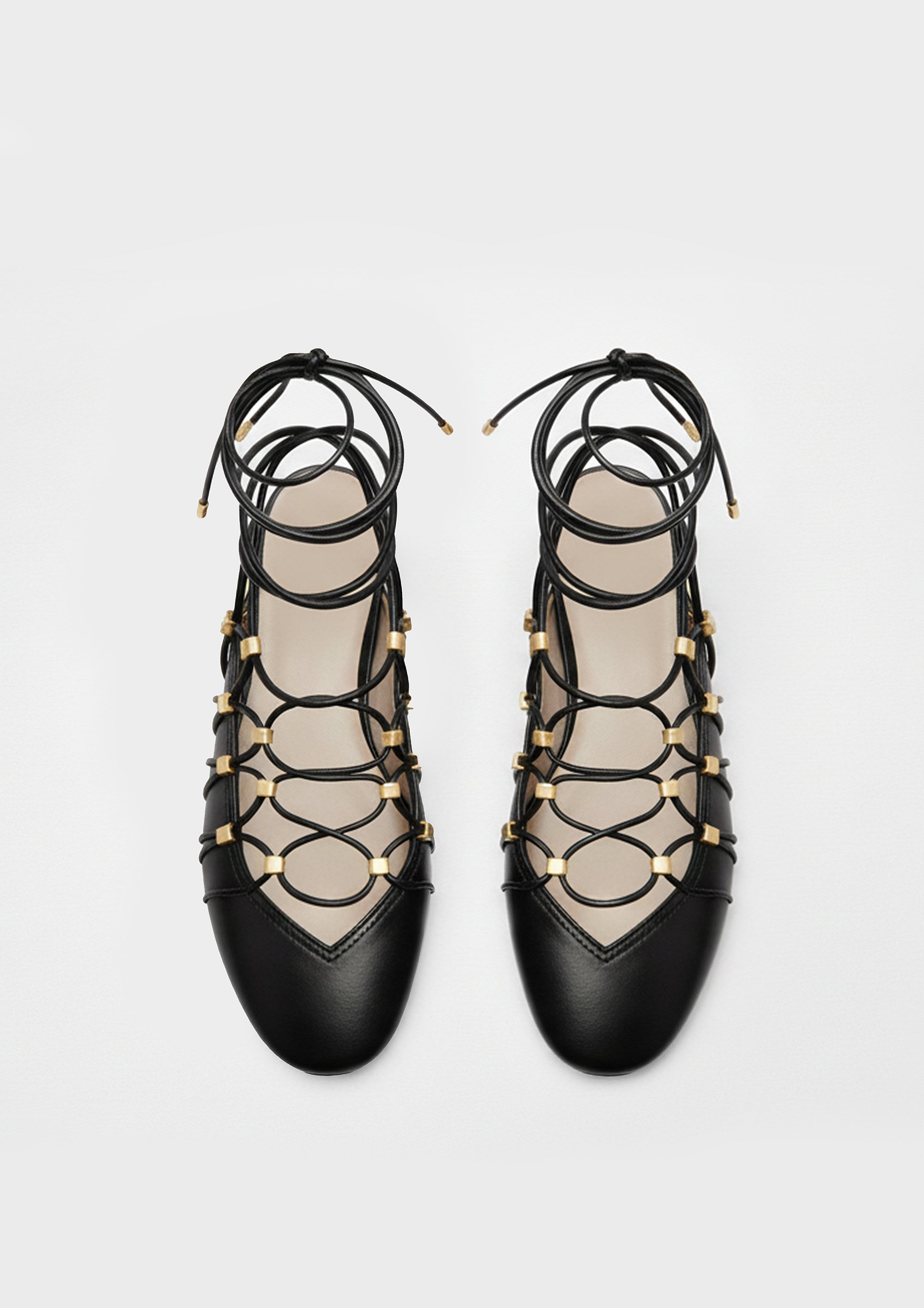 Callie Lace-Up Flats – Black