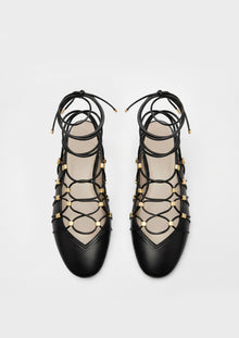 Callie Lace-Up Flats – Black