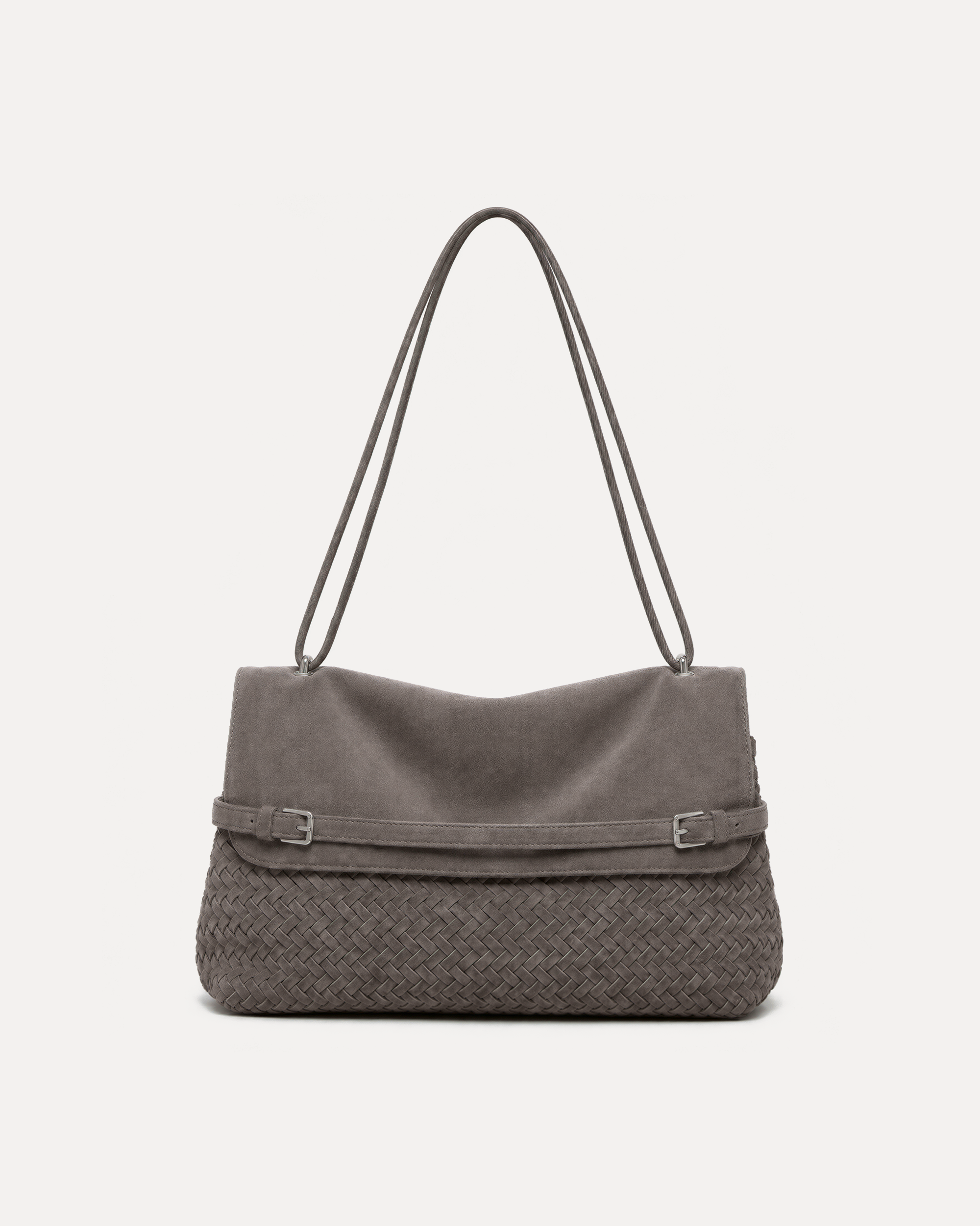 Teagan Faux Suede Shoulder Bag - Grey