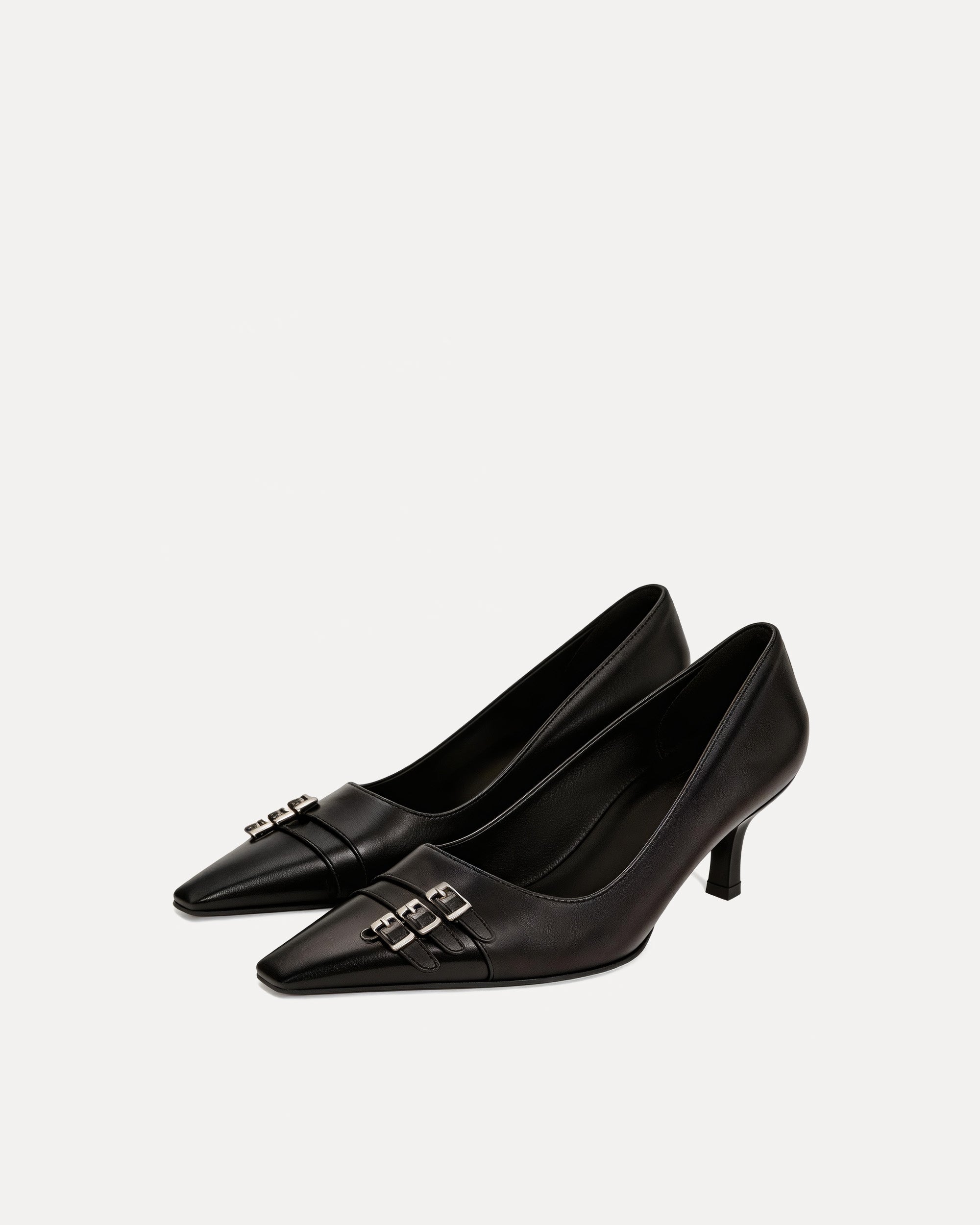 Lila Buckle Detail Pumps – Black
