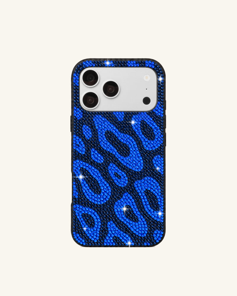 Blue Leopard Rhinestone Phone Case – Navy