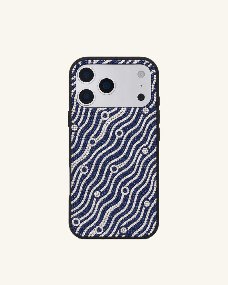 Wavy Rhinestone Phone Case – Blue