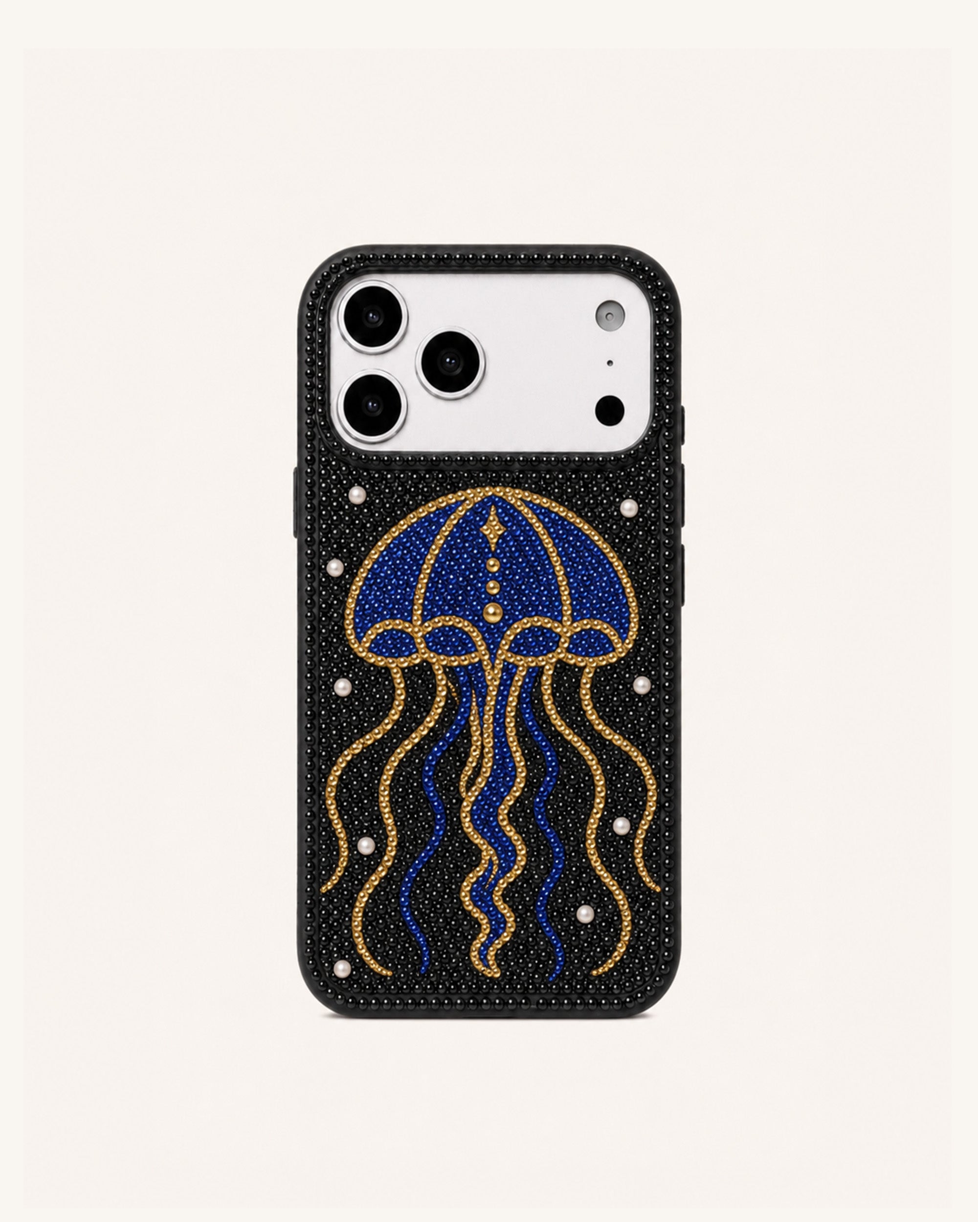 Jellyfish Artificial Crystal Phone Case - Black