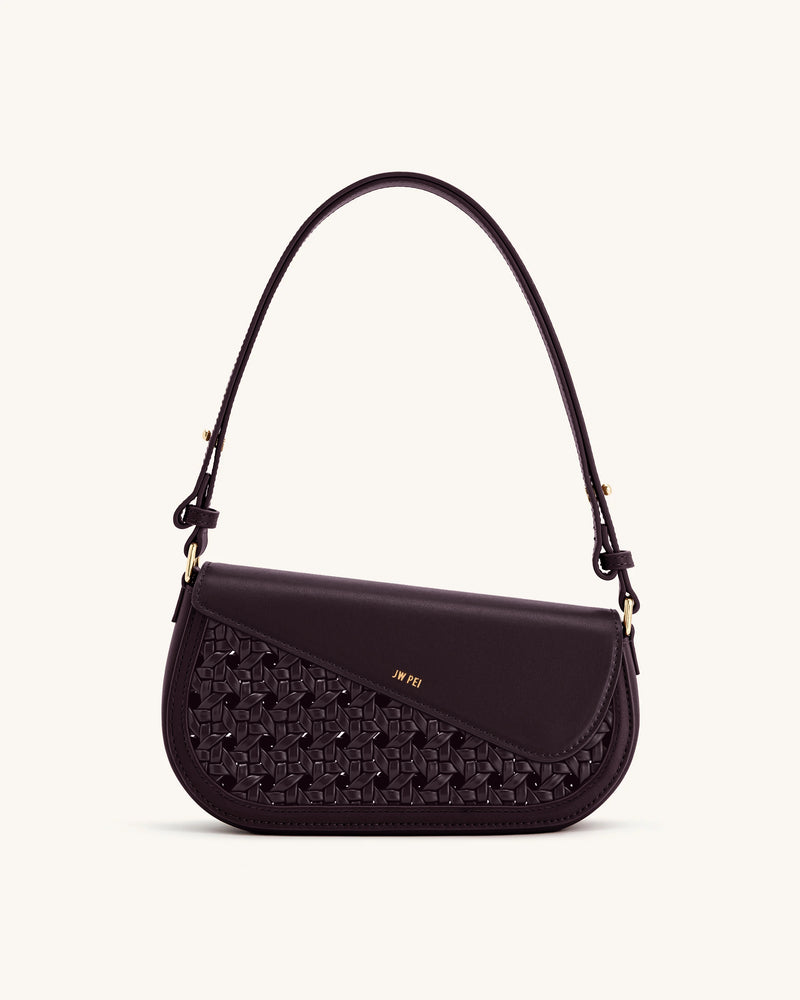 Addisyn Cutout Woven Shoulder Bag - Burgundy