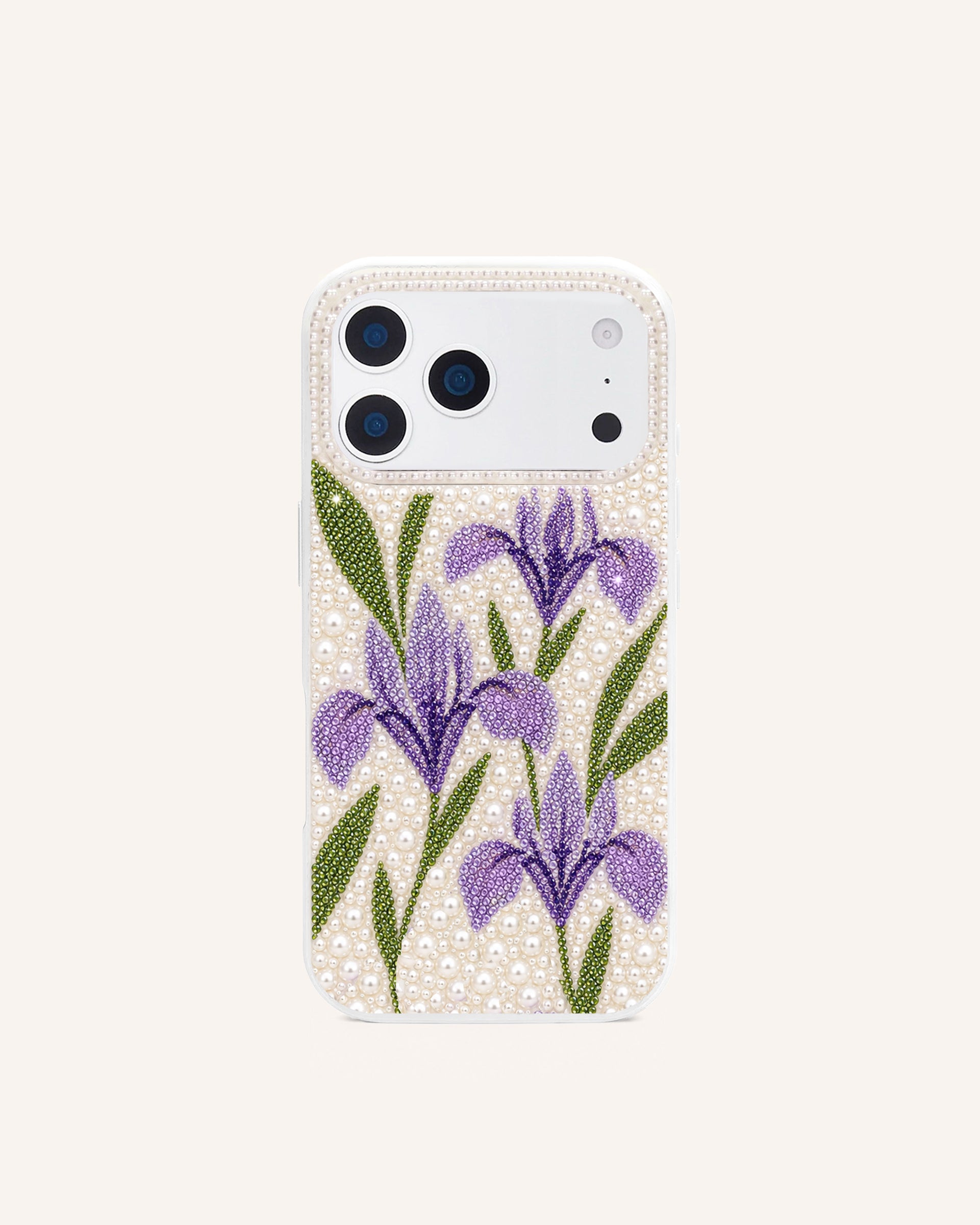 Iris Pearl Artificial Crystal Phone Case – White