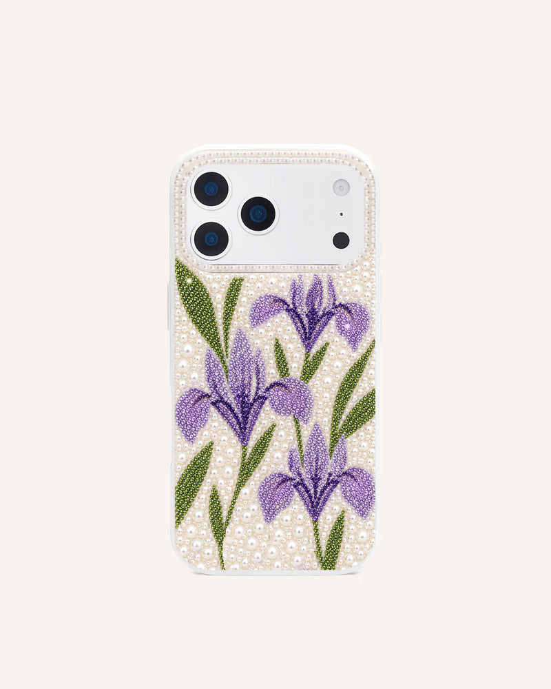 Iris Pearl Artificial Crystal Phone Case – White