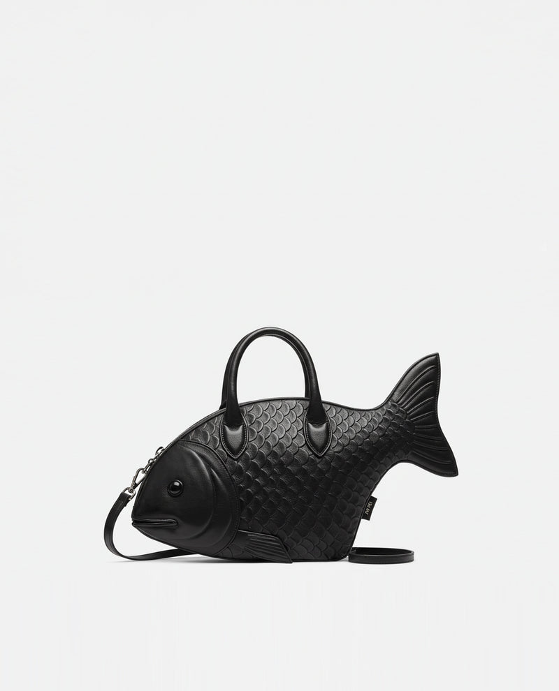 Kira Fish Shaped Top Handle Bag - Black