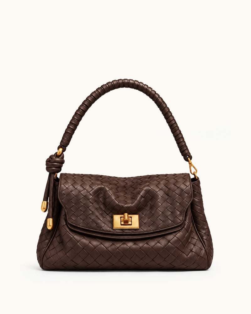Sienna Woven Hobo Bag - Brown