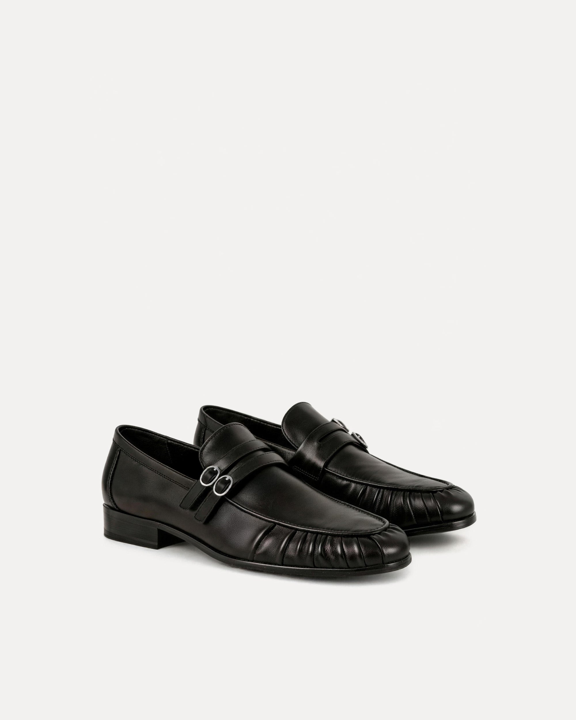 Vivian Buckle Loafers – Black